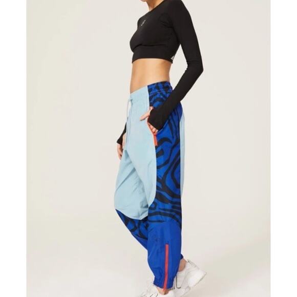 ADIDAS BY STELLA MCCARTNEY LOOSE FIT TRACK PANTS Jogger Blue Orange Zip Ankles M - Picture 1 of 8
